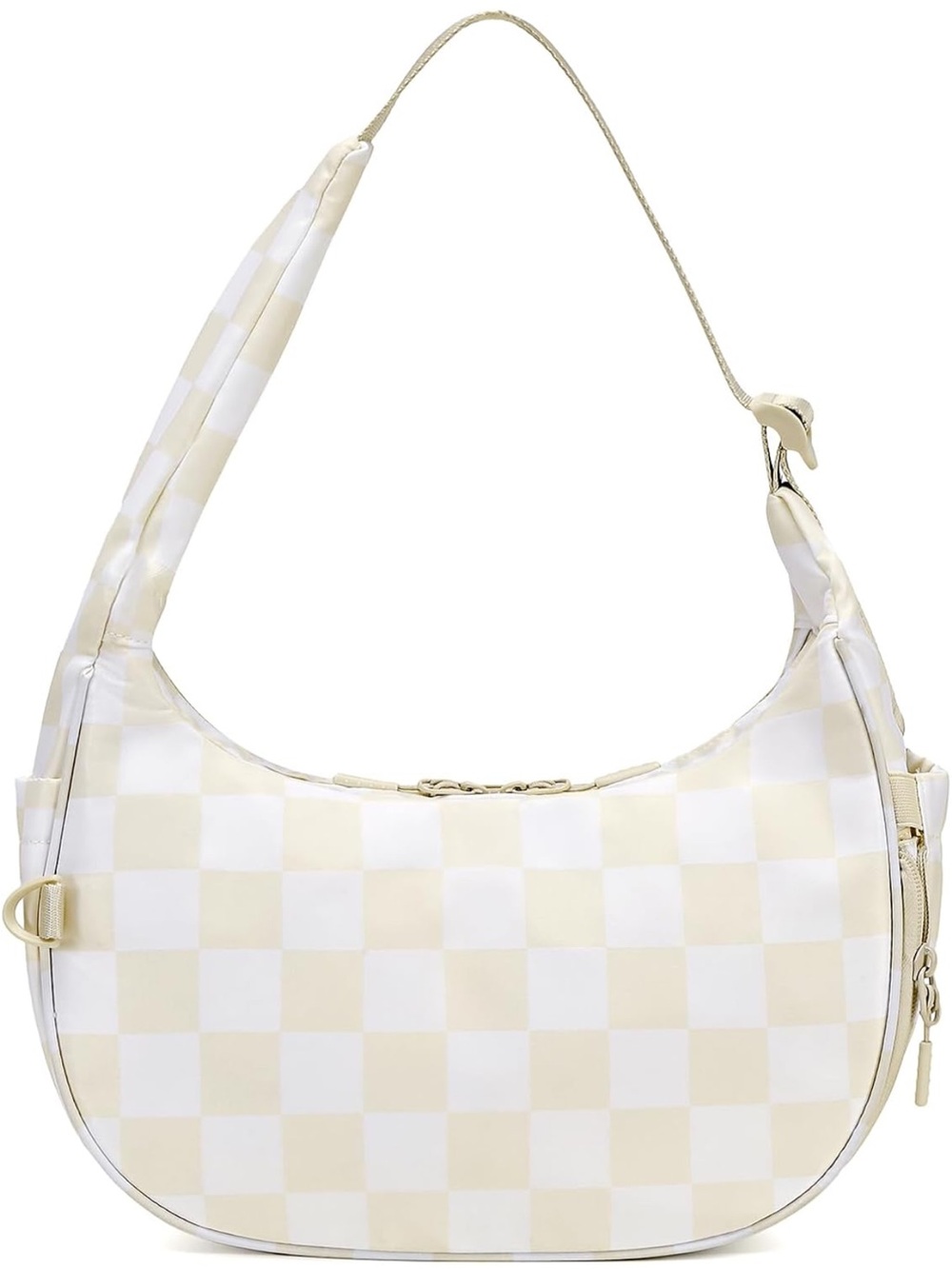 Amazon Cream and White Checkerboard Shoulder Bag